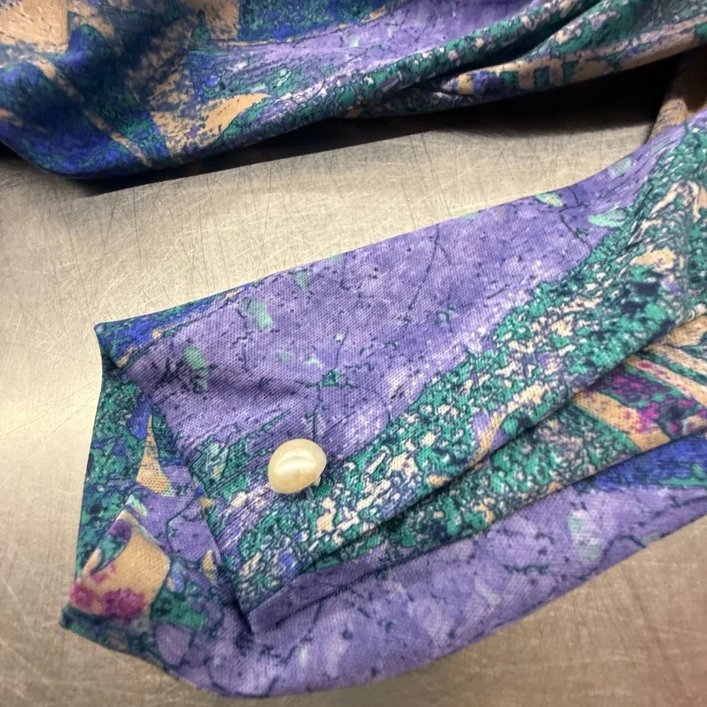 Vintage 1970s M Colorful Abstract Patterned Dress - Picture 5 of 9